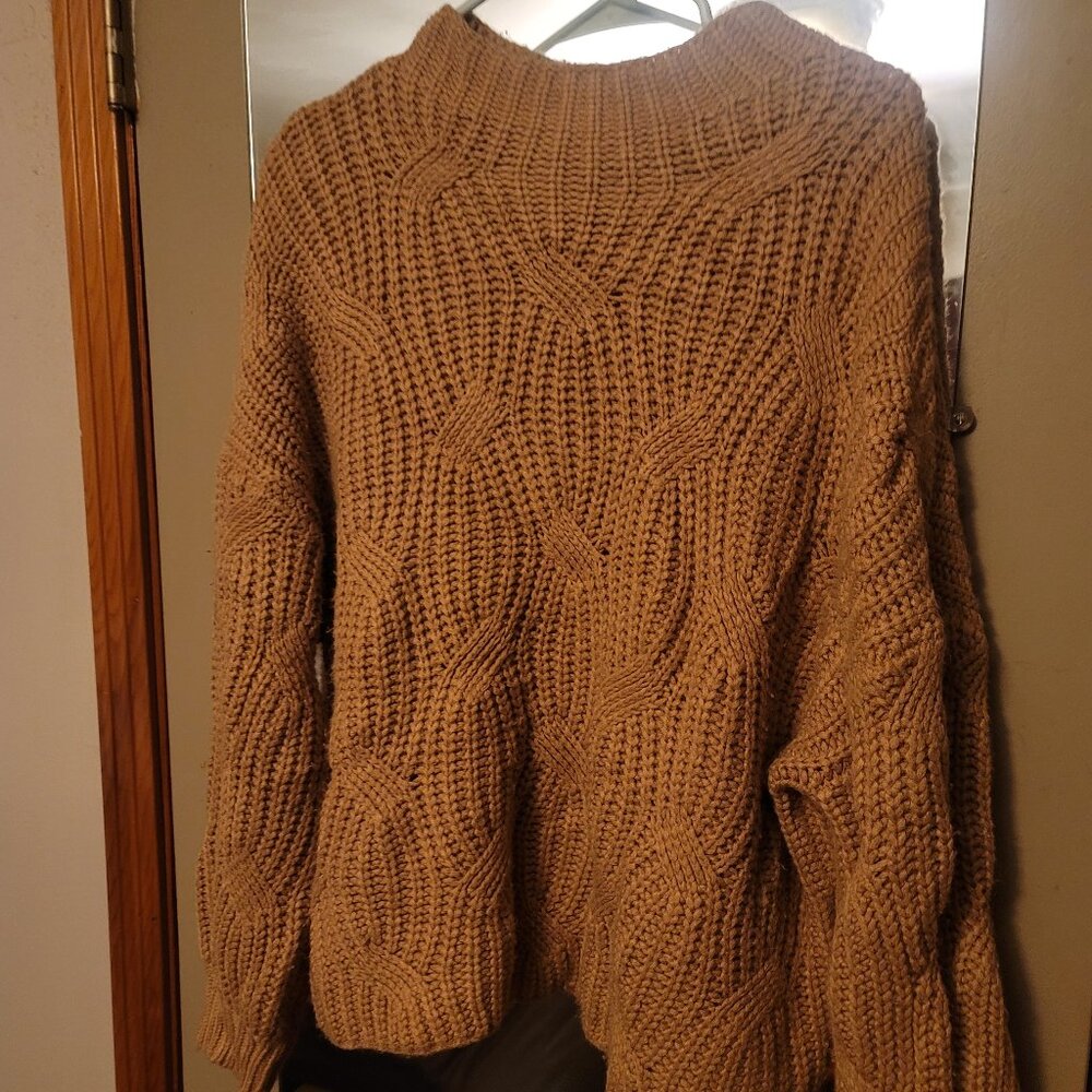 Listicle Burnt Orange Crop Sweater Chunky Knit Size M